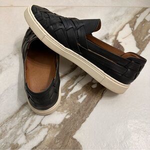 FRYE Huarache Leather Woven Black Women's Slip On Loafers
